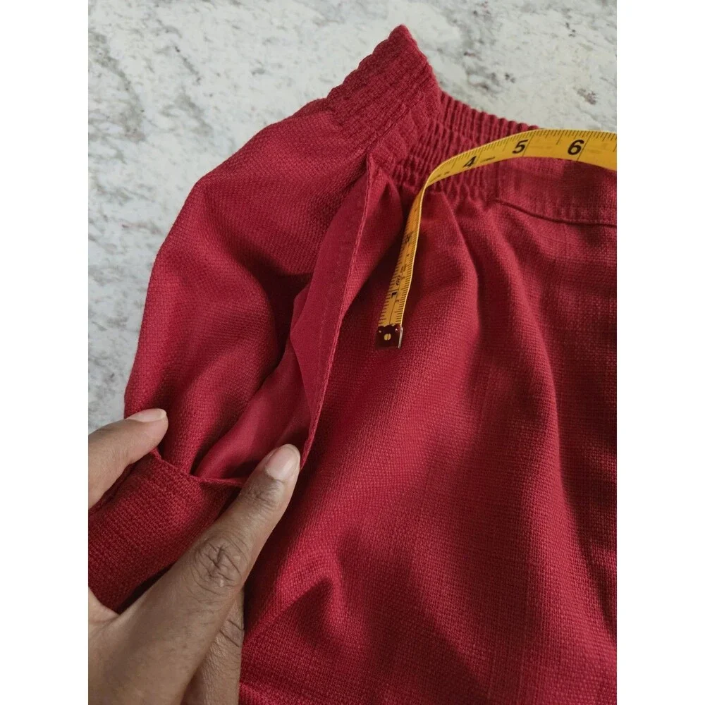 Alfred Dunner Womens Red Dress Pant Pockets Slubbed Wide Leg Elastic Waist Siren
